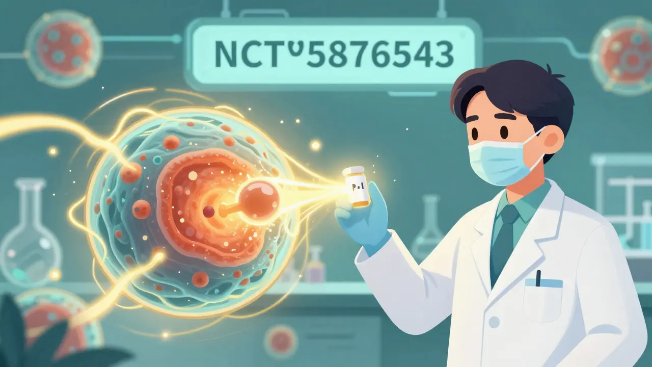 PPIが抗真菌薬の効果を高める新しい研究を表現したイラスト。光の波が真菌細胞内でフコナゾールを強化している。