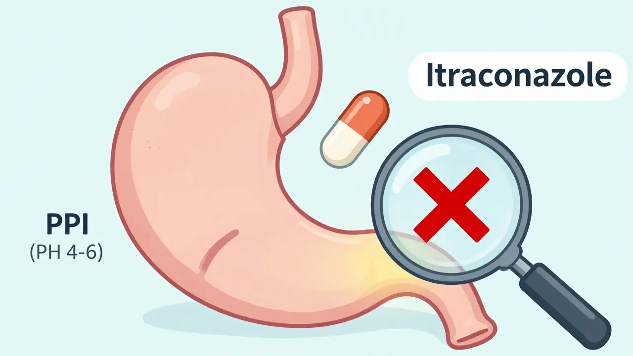 プロトンポンプ阻害薬と抗真菌薬の吸収と有効性の問題
