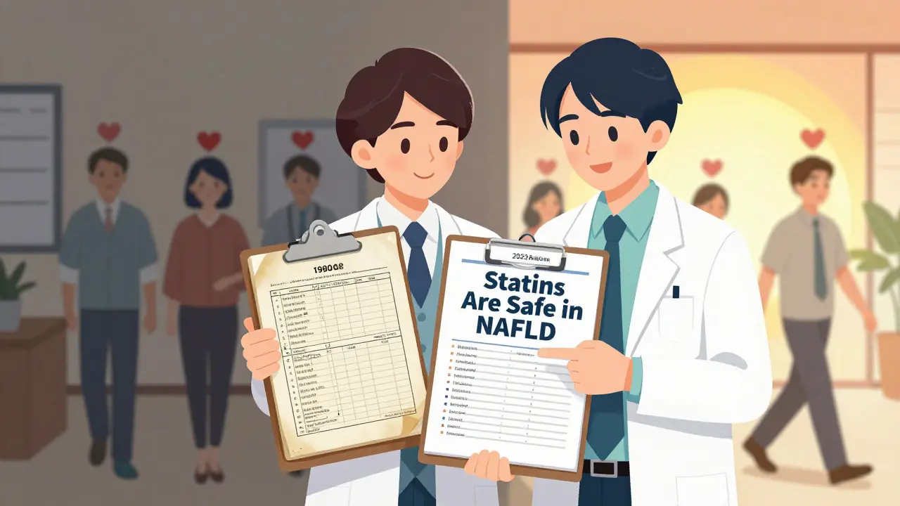 日本の医師が古い検査結果と最新ガイドラインを比べている様子