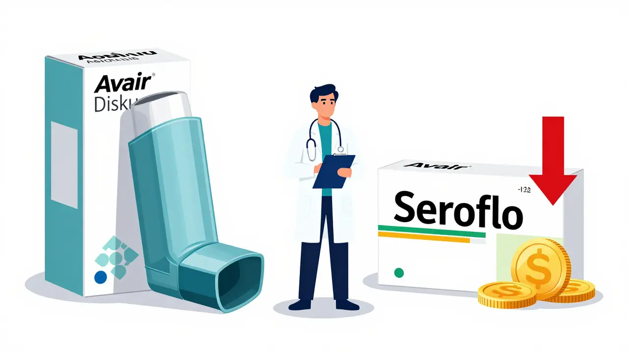 ブランド医薬品とジェネリック医薬品の価格比較を示すイラスト