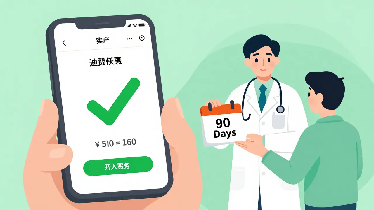 クーポン活用や長期処方で薬代を節約する賢い方法を示すイラスト