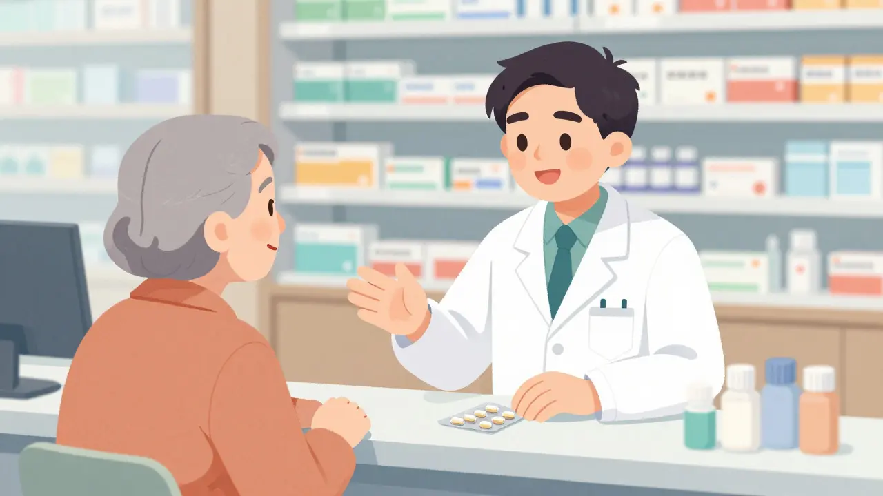 薬剤師が患者に対してジェネリック医薬品について説明しているイラスト